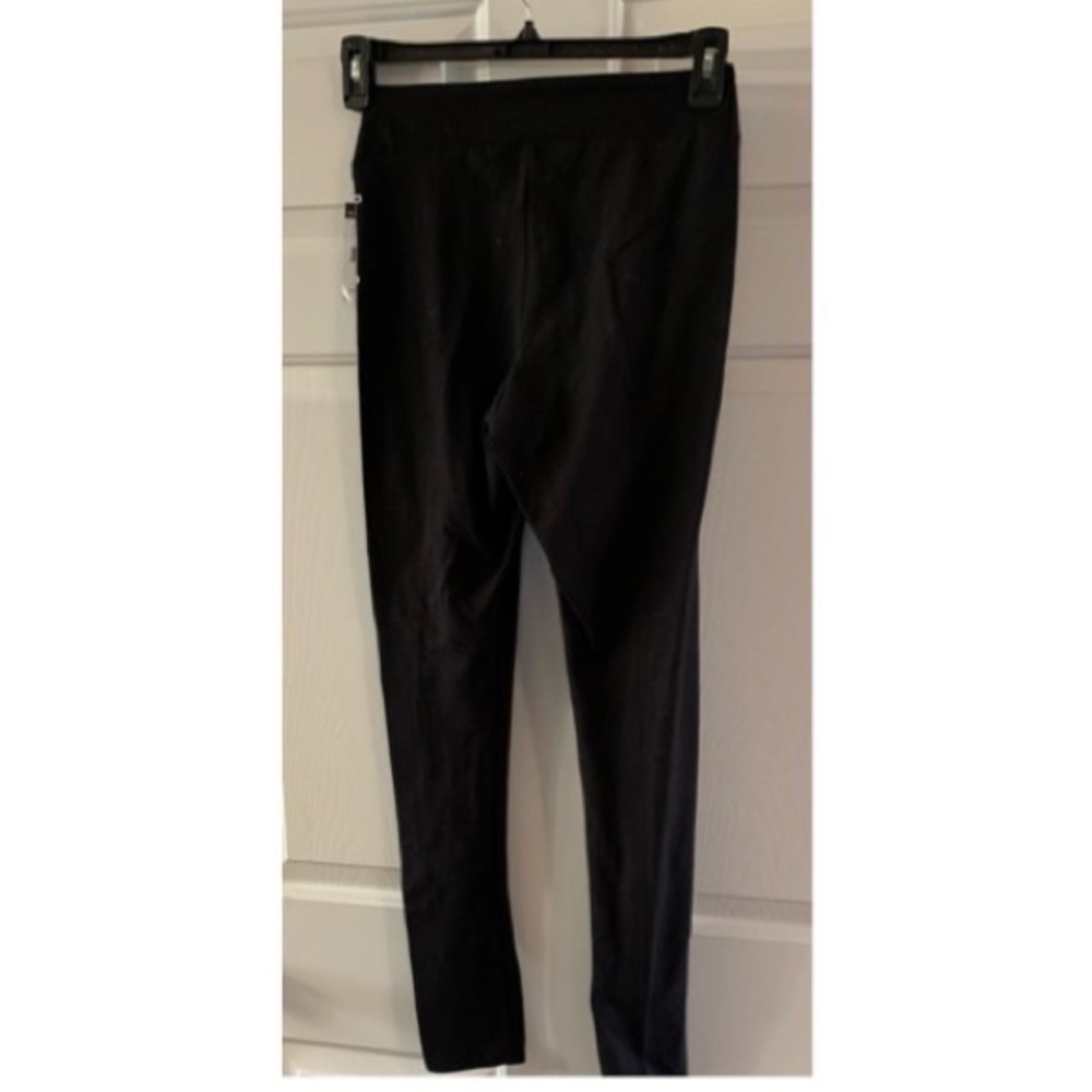 🦋 BEBE Black Leggings Silver Logo NWT M - Picture 2 of 6